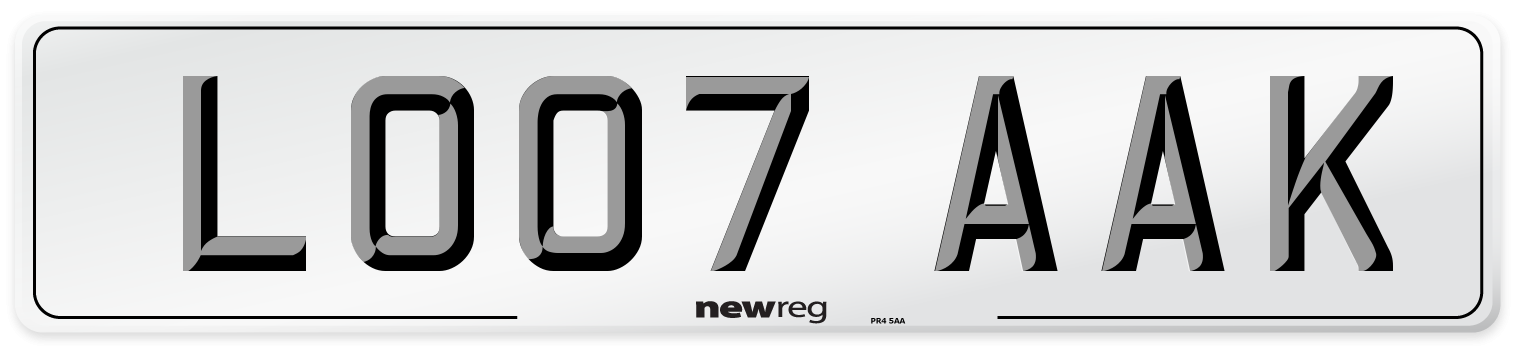 LO07 AAK Number Plate from New Reg